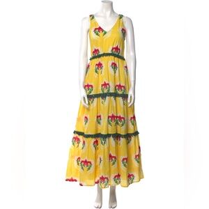 Verandah Yellow Floral Tiered Maxi Dress size S